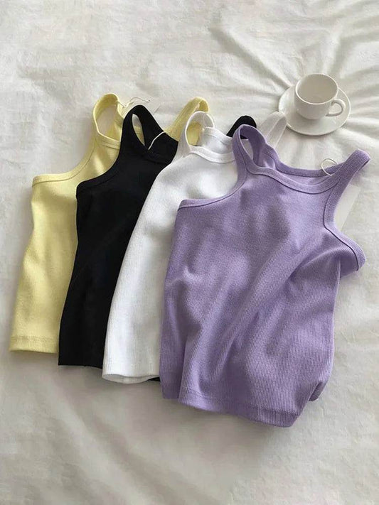 2024 Women Tank Tops Sexy Cropped Top Female Women Summer Camisole Camis Black White Sport Clothes For Women - AIAZ