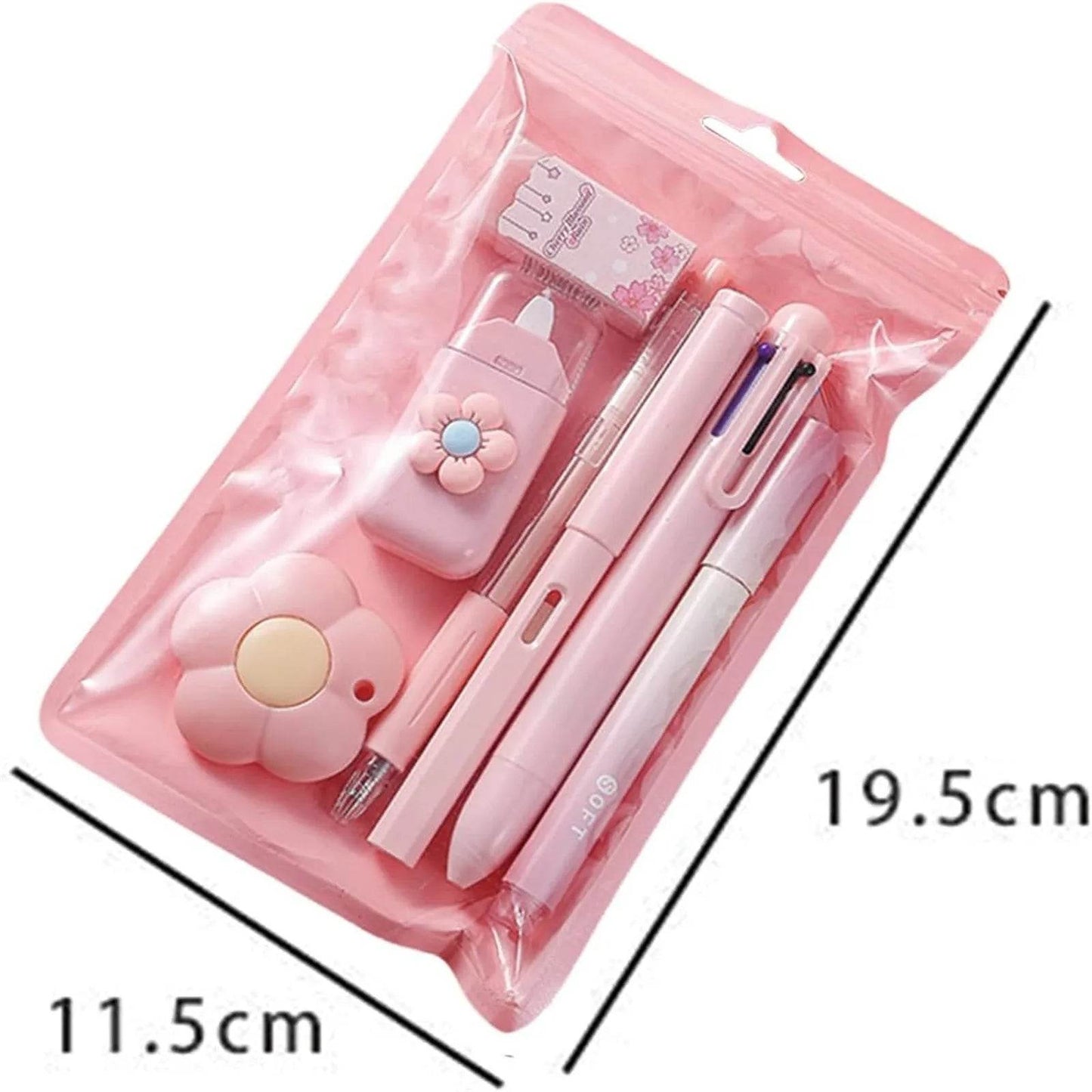 Simple Stationery Set Student Gift Cute Various Stationery Set School Supplies Eraser Ballpoint Study Stationery Supplies 7PCS - AIAZ