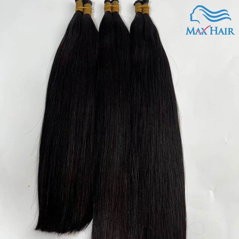 Double Drawn Human Hair Bulk For Braiding Straight Vietnam Indian Hair Vendor Virgin Bundles No weft Natural Hair 100% Extension - AIAZ
