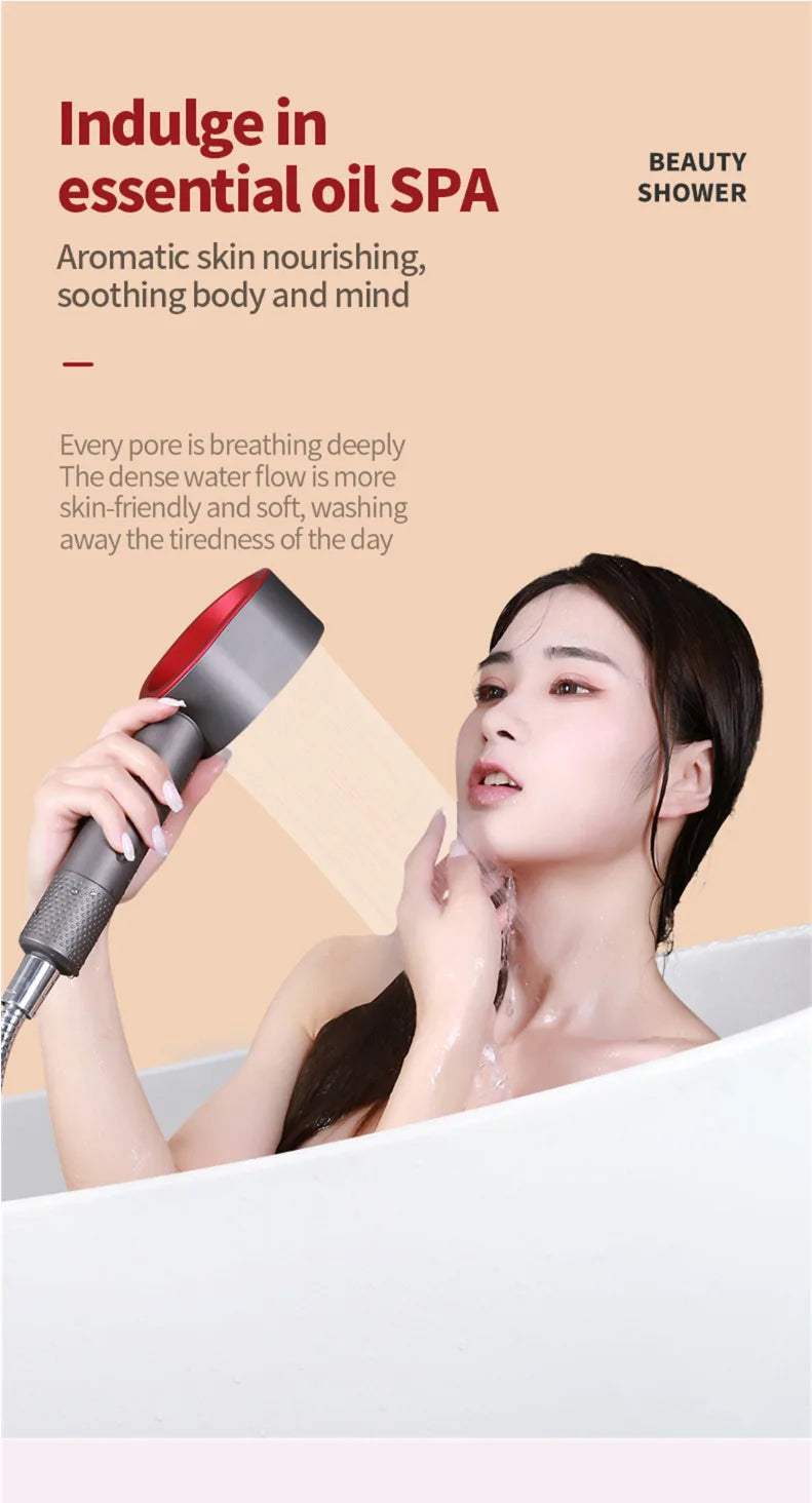 High end fragrance shower showerhead with carbon fiber filter element for filtering fragrance and skin care showerhead