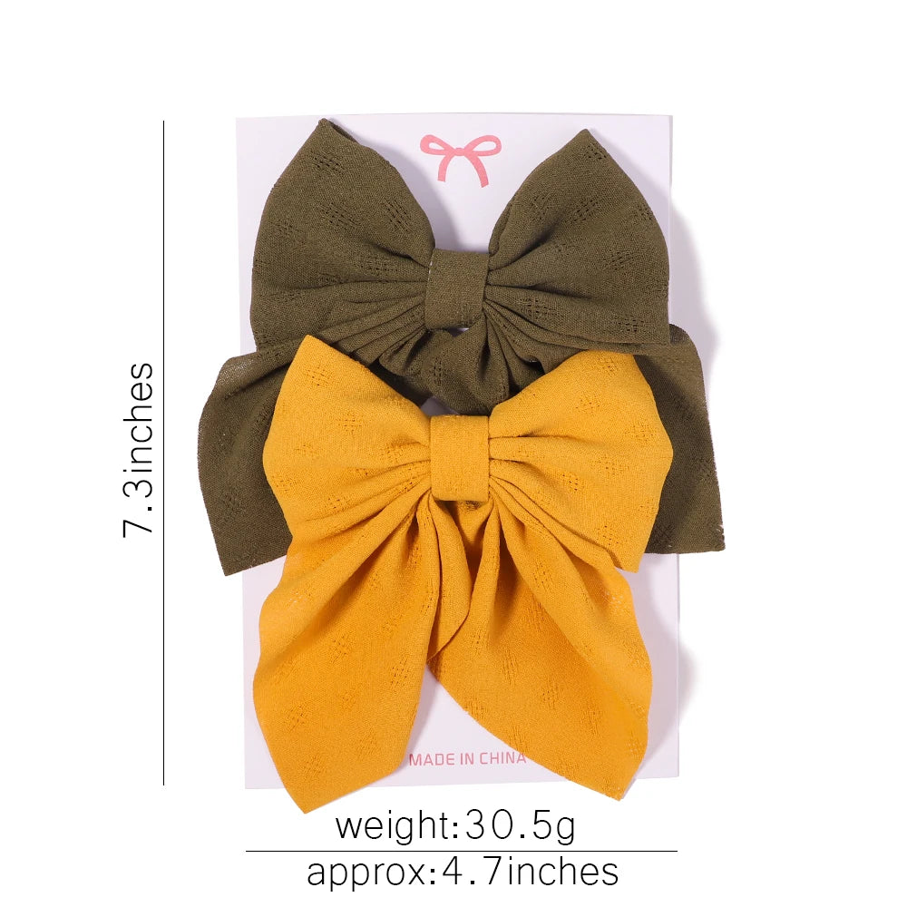 2Pcs/set Sweet Solid Bowknot Hair Clips for Women Girls Print Bows Hairpins Barrettes Duckbill Clip Headwear Hair Accessories