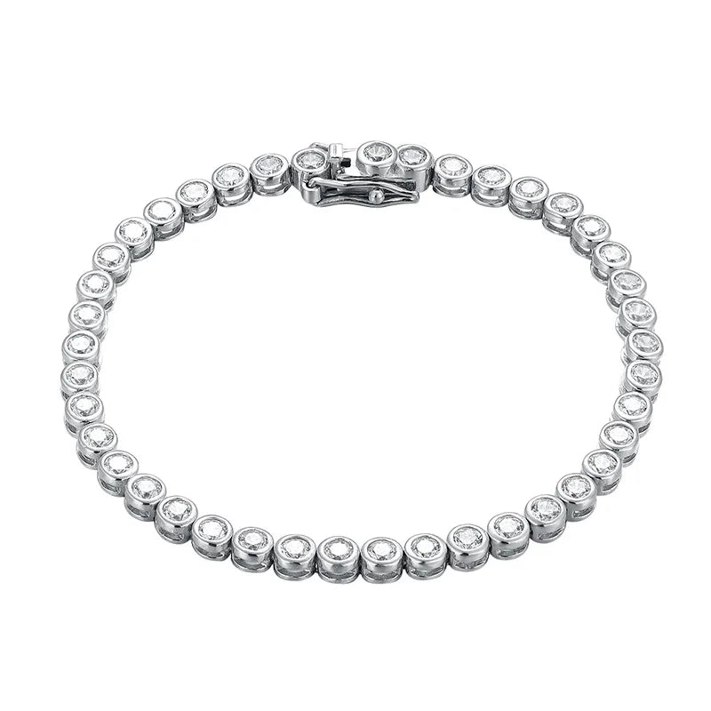 EWYA Luxury Bubble 2/3mm D Color Full Moissanite Tennis Necklace for Women S925 Silver Plated 18K Diamond Neck Chain Necklaces