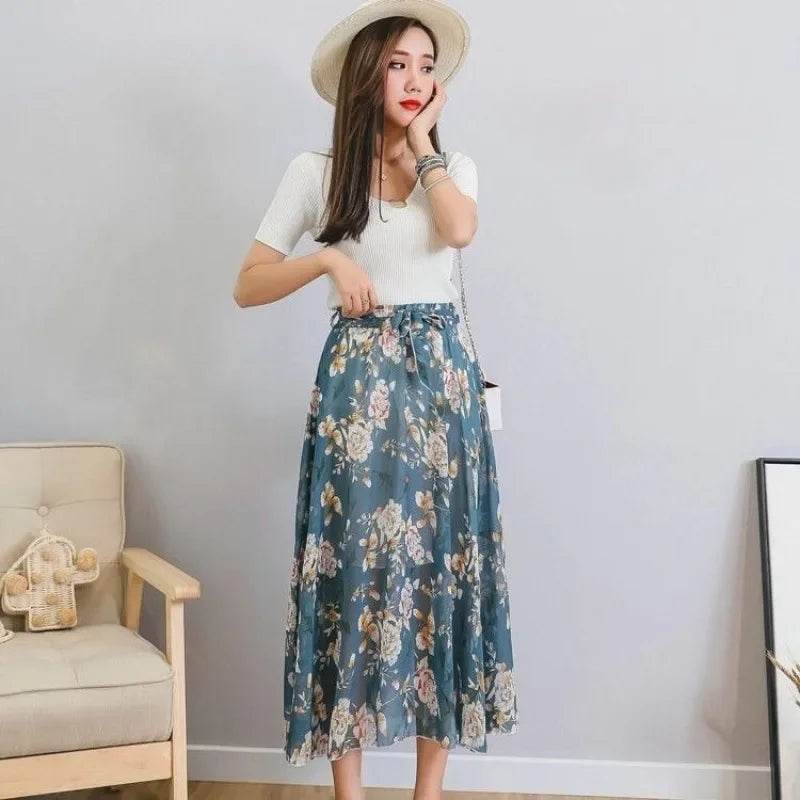 Skirts for Women Summer 2024 A Line High Waist Woman Skirt Casual Trend Modest Vintage Cheap Quality Korean Fashion Style Y2k V - AIAZ