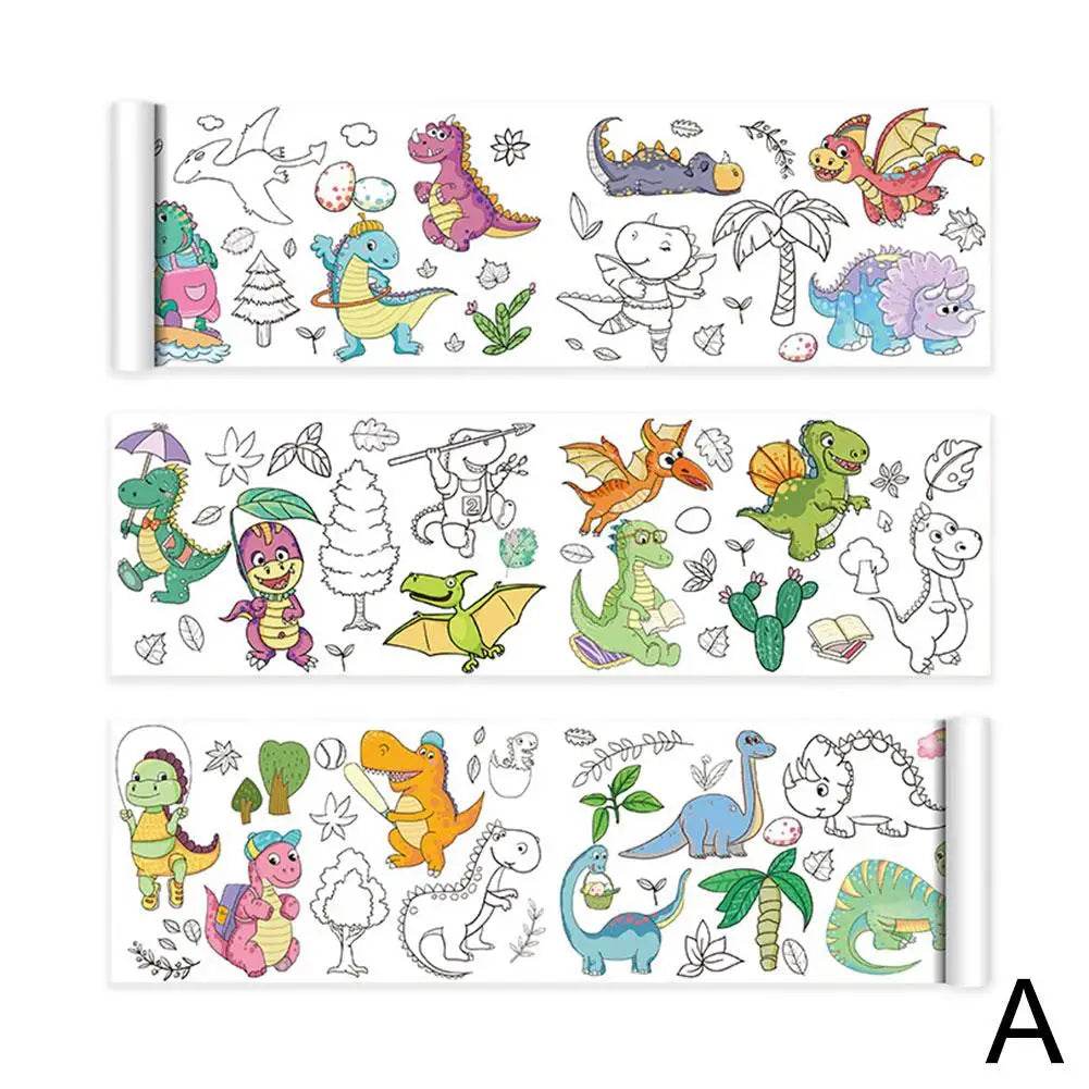 Children's Drawing Roll Sticky Color Filling Paper Graffiti Scroll Coloring Paper Roll For Kids DIY Painting Educational Toys - AIAZ