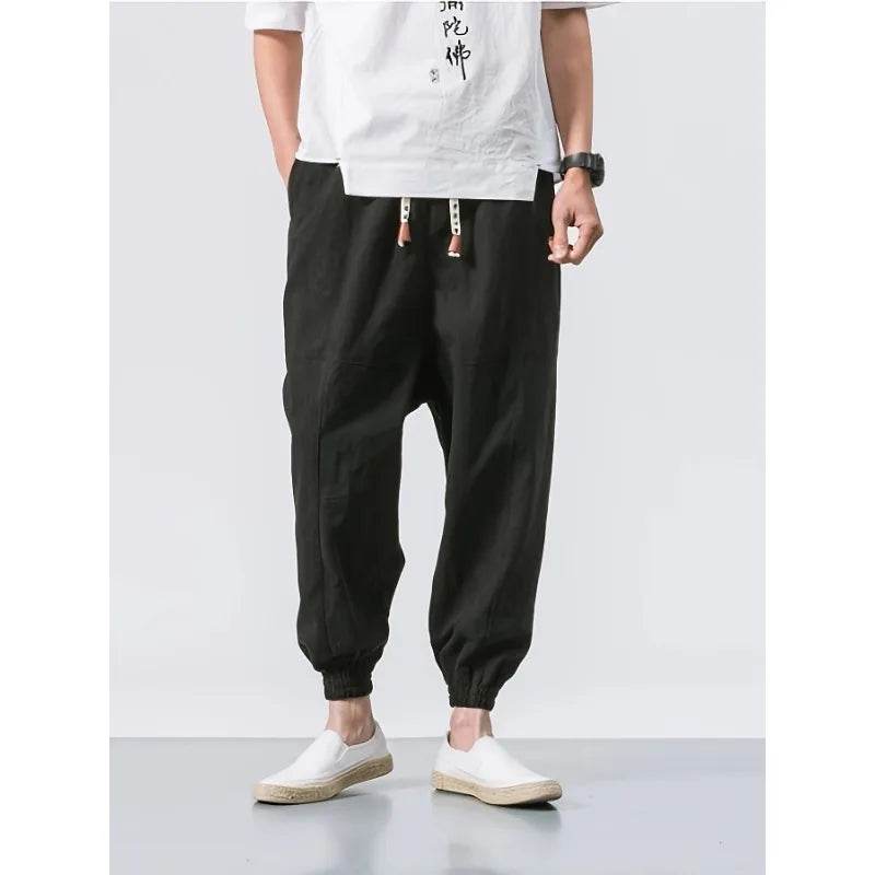 New Men Pants Fashion Solid Color Cross-pants Loose Style Streetwear Male Harem Pants - AIAZ
