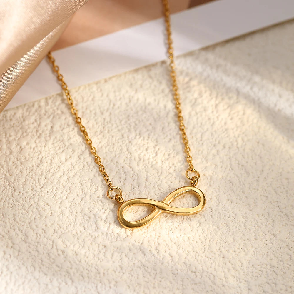DGIDDK Stainless Steel Infinity Symbol 8 Character Pendant Necklace For Women Suitable For Daily Wear Collarbone Chain Jewelry