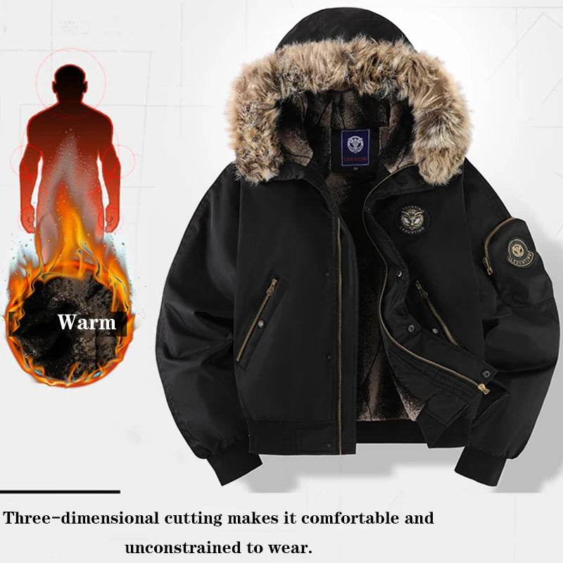 2025 Winter Men Outdoor Windproof Fleece Warm Travel Jacket Men Hooded Casual Fashion Style Zipper Pocket Jacket Male Coat Tops - AIAZ