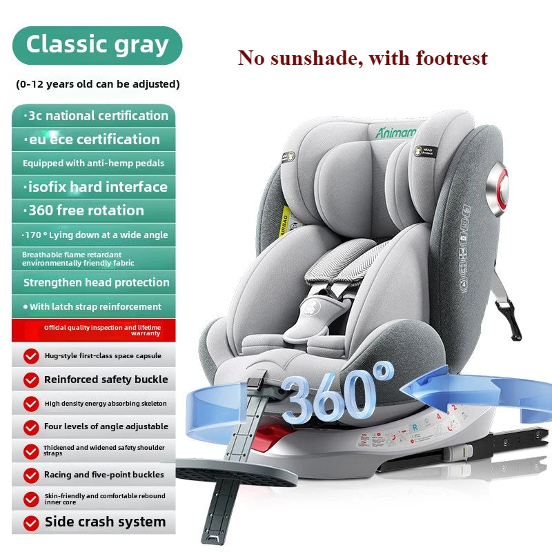Universal 360° rotation Child Car Safety Seats baby car seat sit chair for 0-12 years old ISOFIX steel interface for newborn