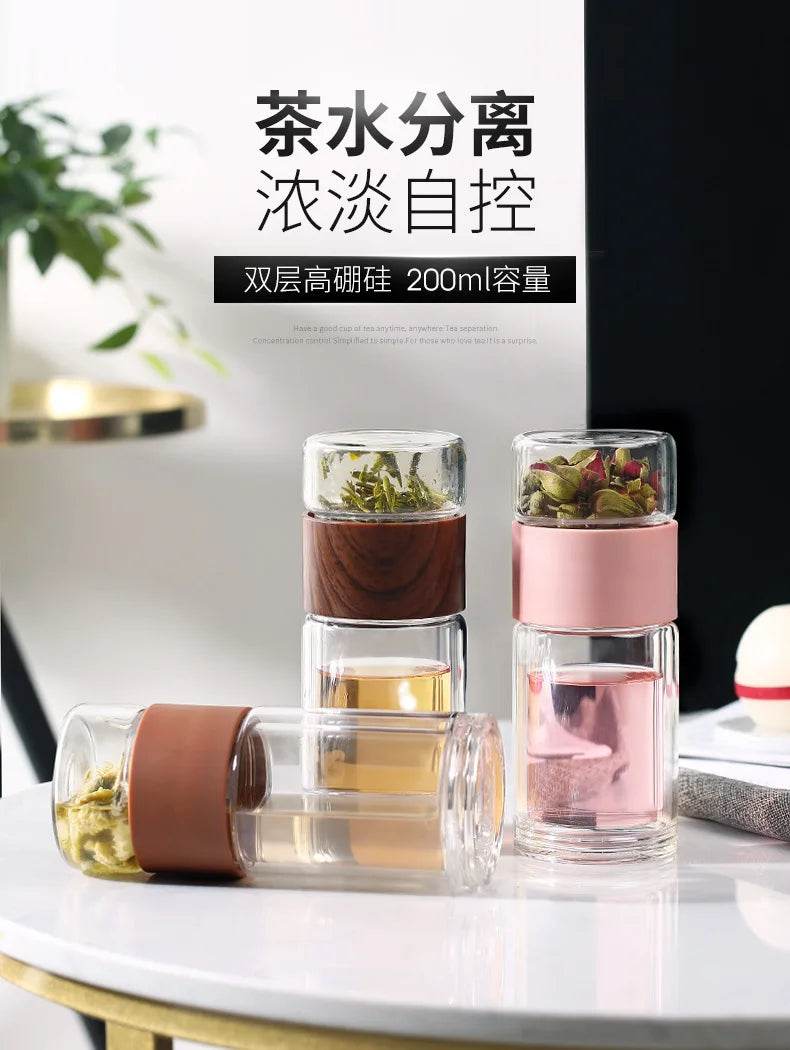 High Quality Double Glass Water Bottle With Case Tea Drink Bottle Infuser Tumbler Drinkware Waterbottle Eco-Friendly - AIAZ