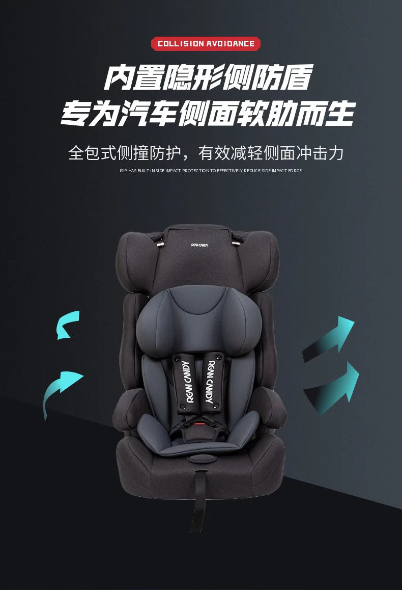 EG81 Foldable Child Car Seat, Travel-Friendly Safety Booster for 9 Months to 12 Years, Portable Baby Chair, Compact Car Seat