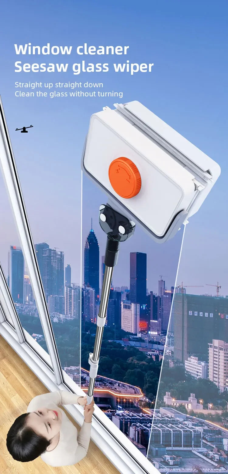 Double Sided Magnetic Glass Brush With Telescopic Rod Adjustable Magnetic Anti-Drop For Various Glass Home Window Cleaner