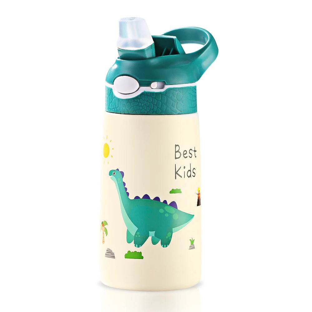400ML Water Bottle for Children,Thermos With Cute Pattern,Children Thermal Bottle , School Kids Water Bottle With Straw BPA Free - AIAZ