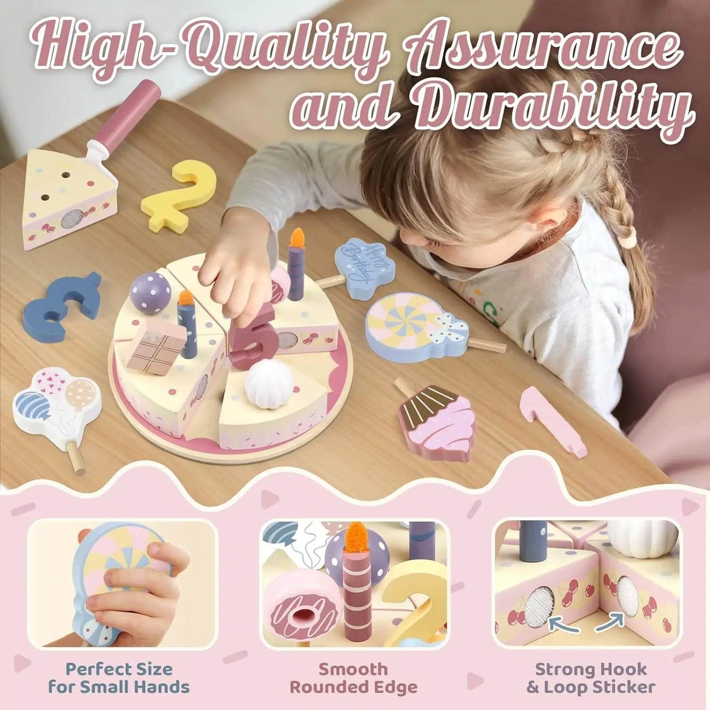 Wooden Kids Kitchen Toys Simulation Birthday Cake Toy Pretend Play Cutting Food Game Children Role Play Toy Gifts for Boy Girl - AIAZ