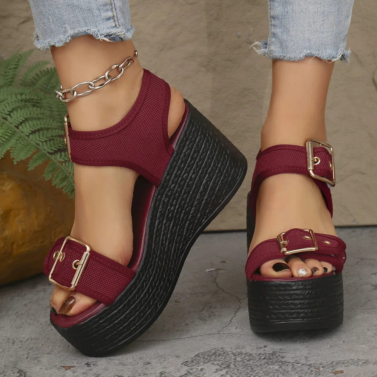 Summer Women's High Heel Shoes 2025 New Casual Platform Wedge Heel Sandals Women's Fashion Open Toe Rome Sandals Sandalias Mujer