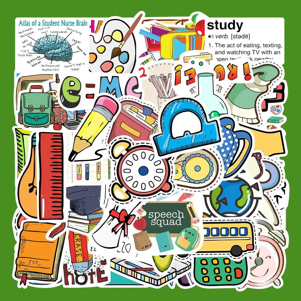 10/30/50Pcs Start of school season supplies stickers For Suitcase Skateboard Laptop Luggage Phone Styling DIY Decal Pegatina - AIAZ