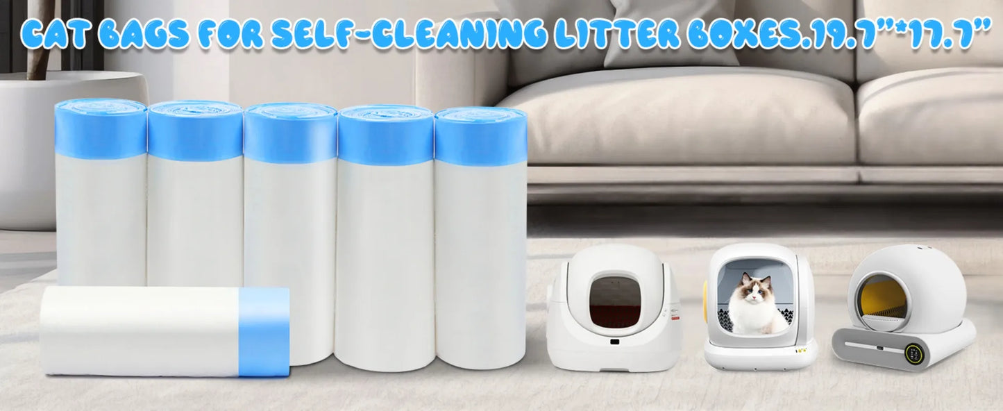 Heavy Duty Cat Litter Box Liners for TONEPIE Self-cleaning Box - a Perfect Fit Preventing Mess and Odors Garbage Bag Poop Bags