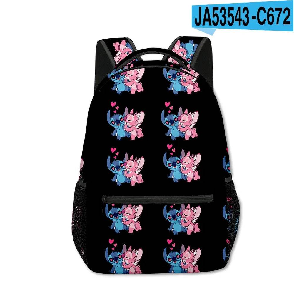 Stitch Primary School Student Anime Backpack Cartoon Large Capacity School Bag Printing Anime Kawaii Cartoon School Bag Mochila - AIAZ