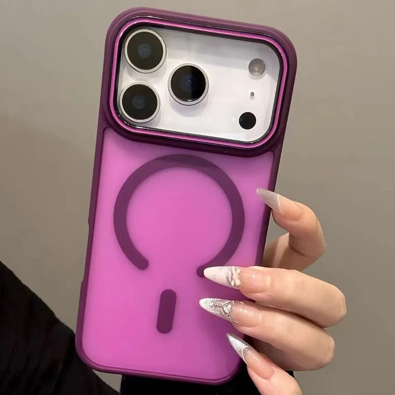 Luxury Matte Magnetic for Magsafe Phone Case for iPhone 17 Pro Max 17 Air Metal Lens Frame Cover for iPhone 16 13 14 15 Pro Max