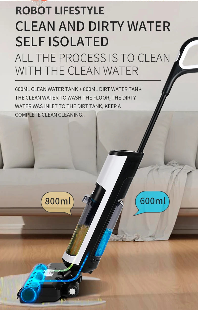 Cordless Vacuum Cleaner for Wet And Dry Cleaning RL8Pro, Smart Washing for Home Multi Surface Floor,14000Pa, Self-drying