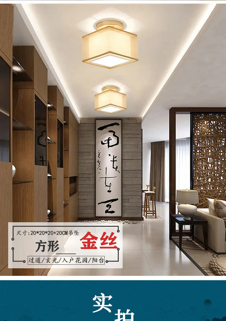New Chinese Chandelier Lustre Ceiling Lamp Simple Corridor Chinese Painting Ceiling Lights Creative Suspendu Lotus Led Lighting