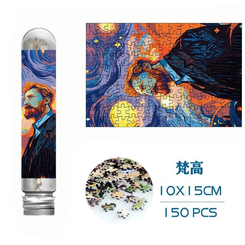 MaxRenard Jigsaw Puzzle 150pcs Mini Test Tube 15*10cm Travel Game World Famous Van Gogh Oil Paintings - AIAZ