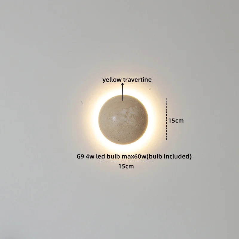 Simple Yellow Travertine Led Wall Lights For Balcony Bedroom Living Room Home Decor Modern Bedside Lamp Luminaria De Parede
