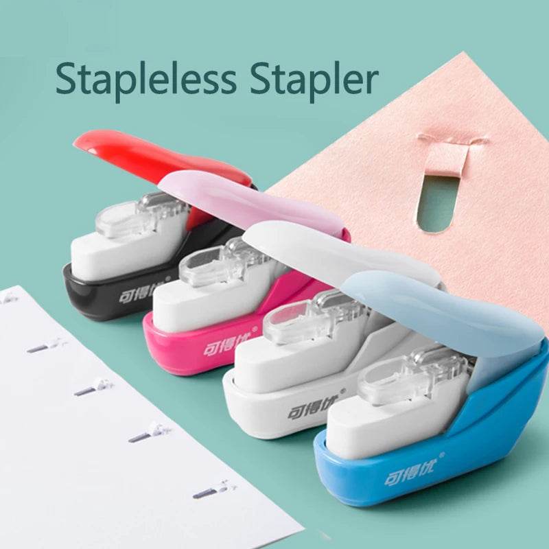 Book Paper Stapling Mini Portable Stapleless Stapler School Office Supplies - AIAZ