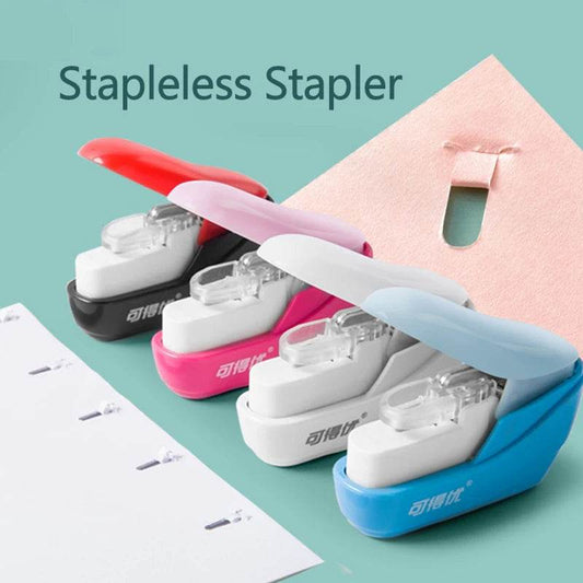 Book Paper Stapling Mini Portable Stapleless Stapler School Office Supplies - AIAZ