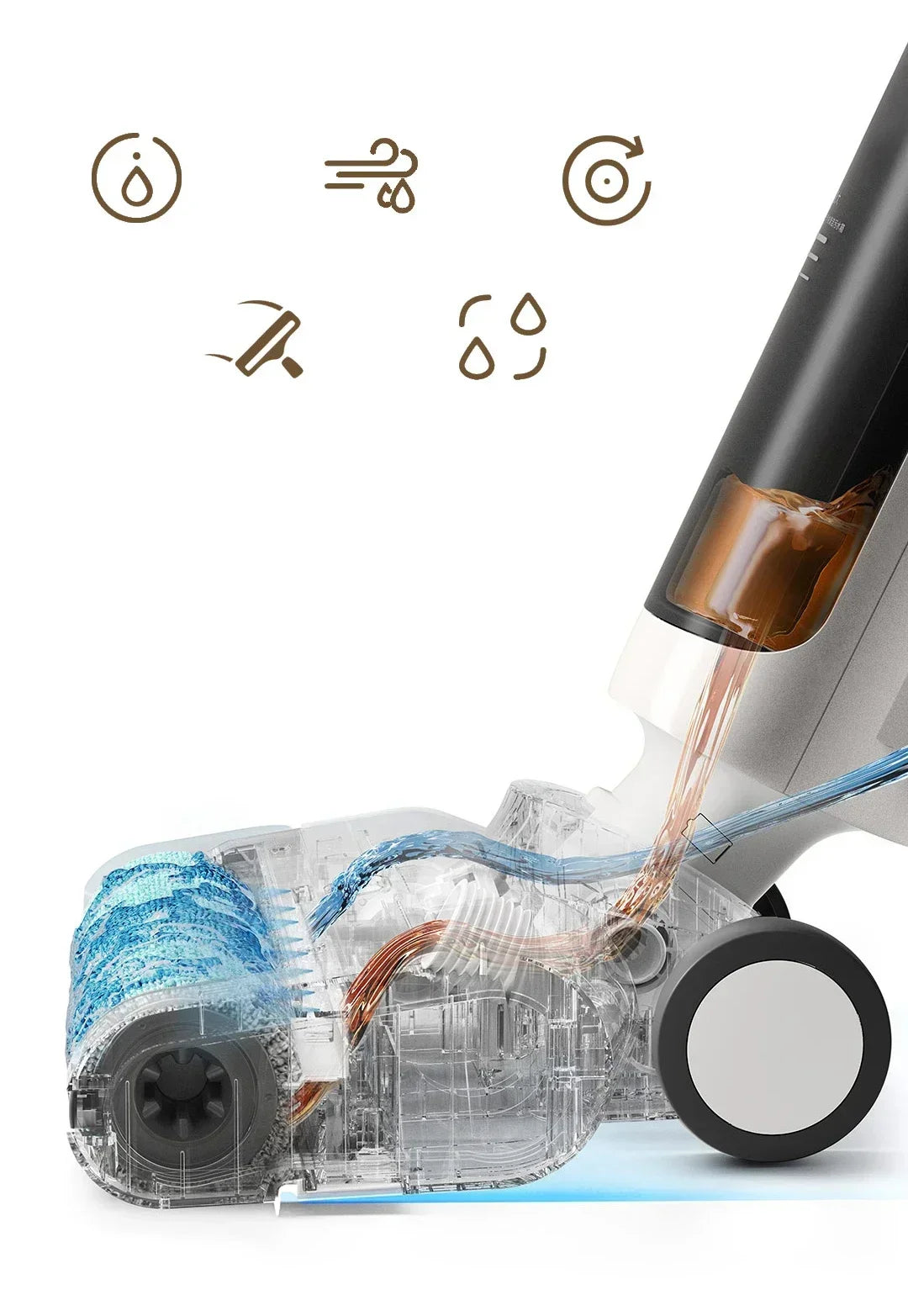 XIAOMI MIJIA Wireless  Floor Washer 4C Wet and Dry Vacuum Cleaner for Home Self Cleaning Crawler Roller Brush Mopping