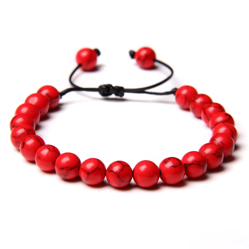 8MM Stone Bead Braid Bracelets Minimalist Natural Carnelian Agates Jades Gem Woven Bangle Healing Jewelry Gift For Women Men