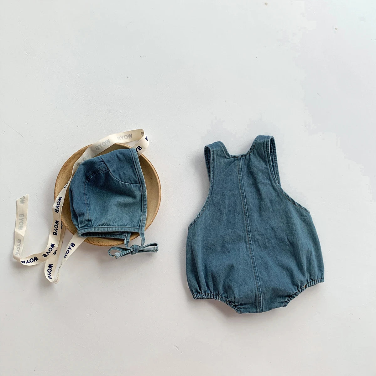 Baby Clothes Denim Sling Romper Infant Onesie Newborn One-piece 0-3 Years Old Complimentary Hat
