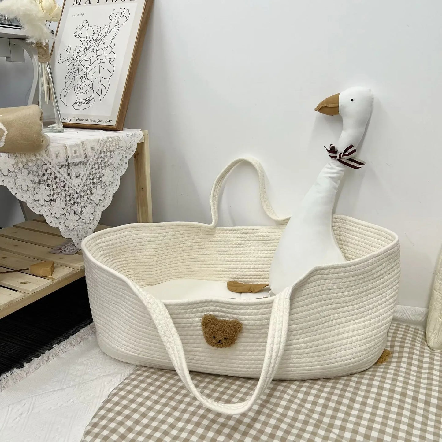 Ins Newborn Hand Basket Cotton Rope Woven Crib Baby Cradle Portable Outdoor Sleeping Infant Accessories Photography Props Gifts