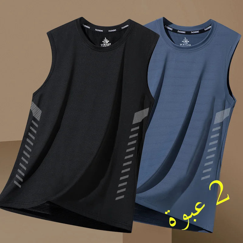 Men's Summer New Sle Qui Dry Sport Vest Loose Ice Silk Svel T-irt Fitn Training Running Baskeall American Sle