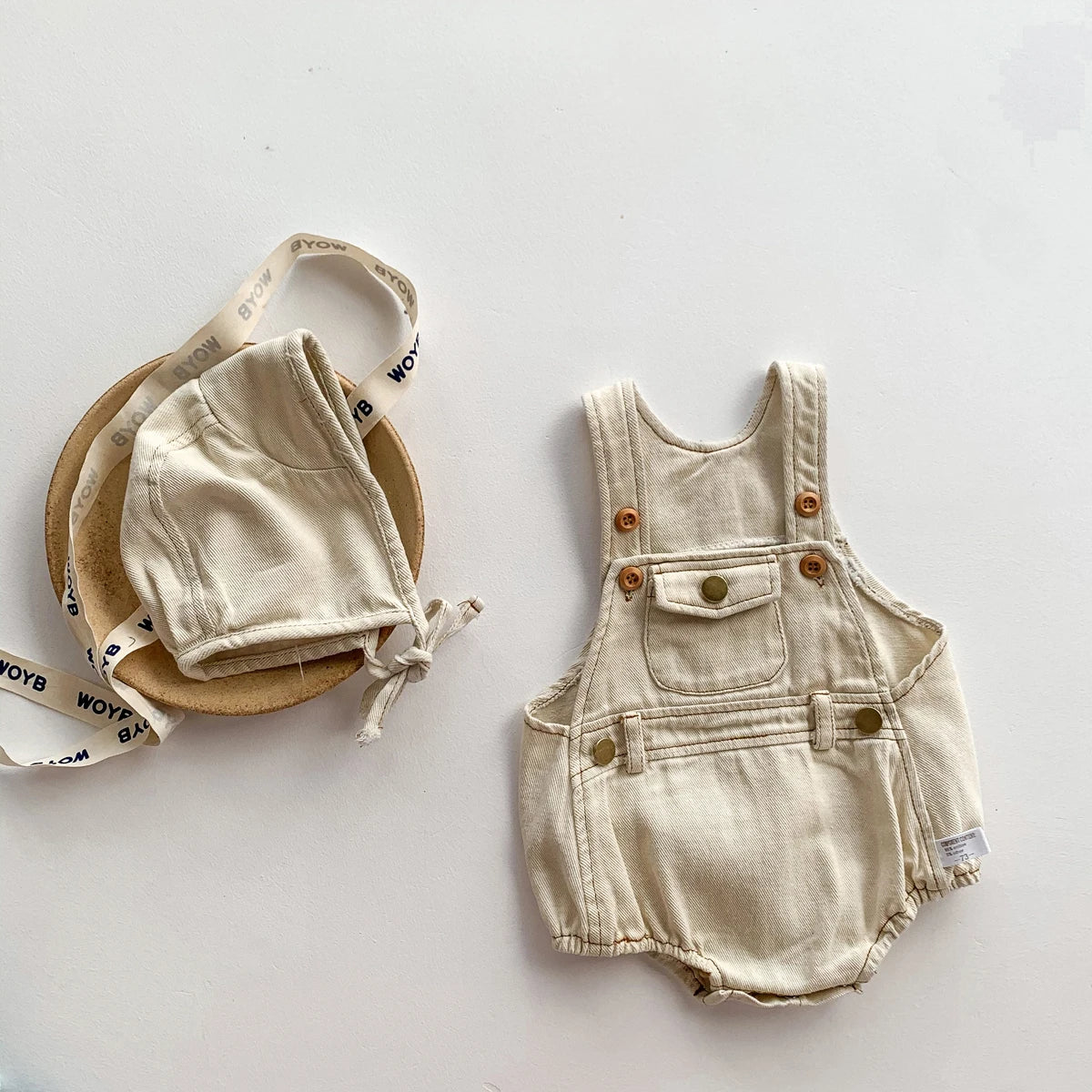 Baby Clothes Denim Sling Romper Infant Onesie Newborn One-piece 0-3 Years Old Complimentary Hat