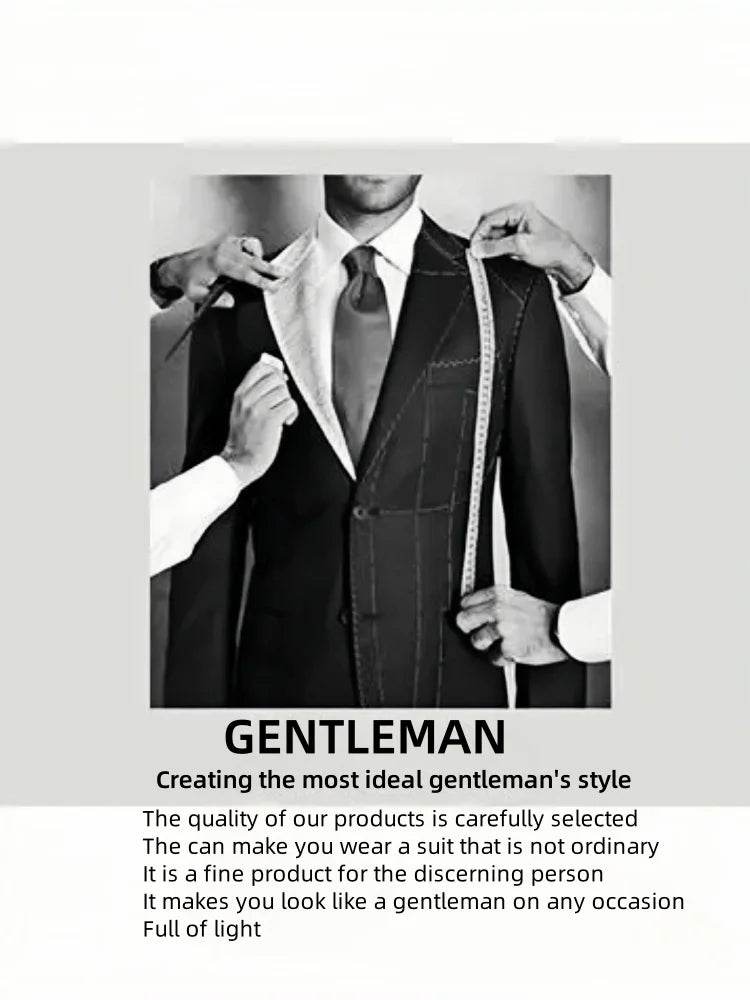 New Men's Suit 2 Piece Blazer Solid Color British Style Formal Business Work Clothes Party Groom Wedding Tuxedo Custom Color - AIAZ