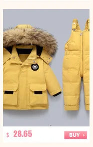 -30 degree Winter Ski Suit Plus Velvet Baby Jumpsuit Boy Overalls Warm Kids toddler girl Clothes Children Clothing coat overcoat