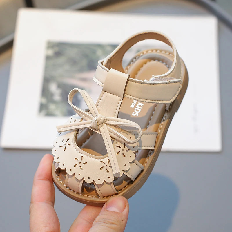 Summer Baby Girls Sandals Cut-Outs Lace Princess Shoes Children Sandals Anti Slip Soft Sole Toddler Kids Beach Shoes Size 21-30
