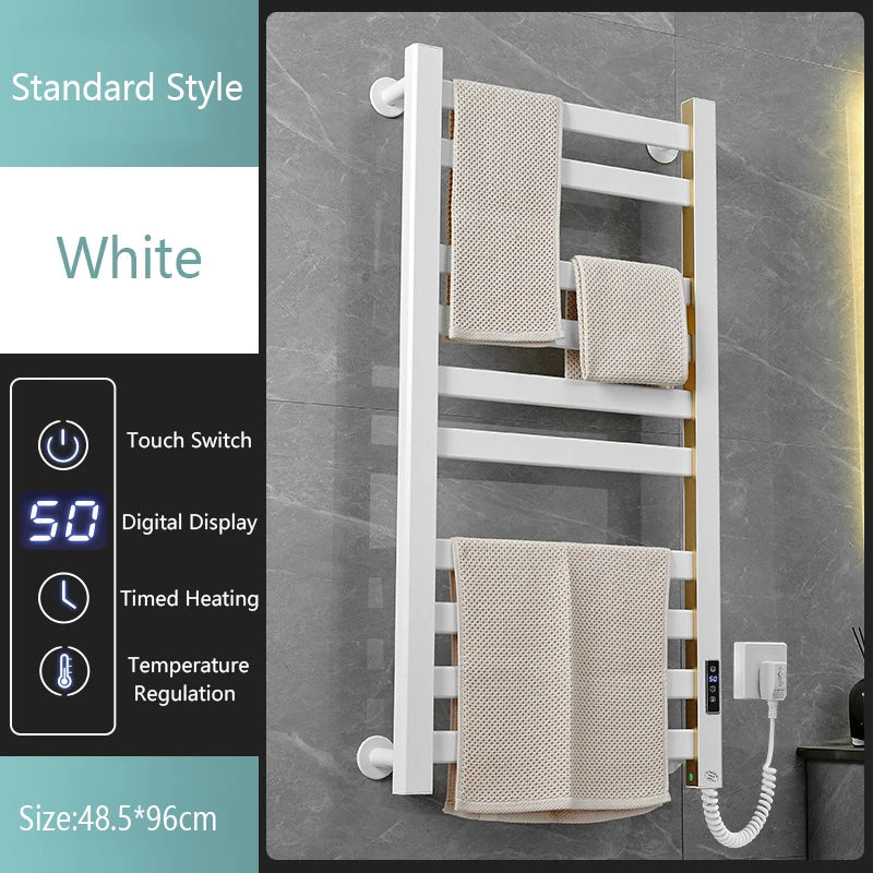 Smart Home Electric Heated Towel Rail Grey Electric Bathroom Bath Towel Dryer Warmer Heaters Punch Free Towel Rack Radiator 110v