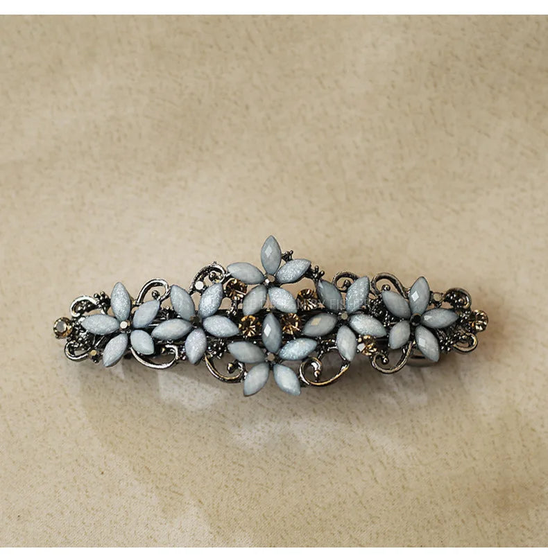 The new Korean version of the crystal flower spring hairpin elegant rhinestone wild ponytail hairpin women's hair accessories