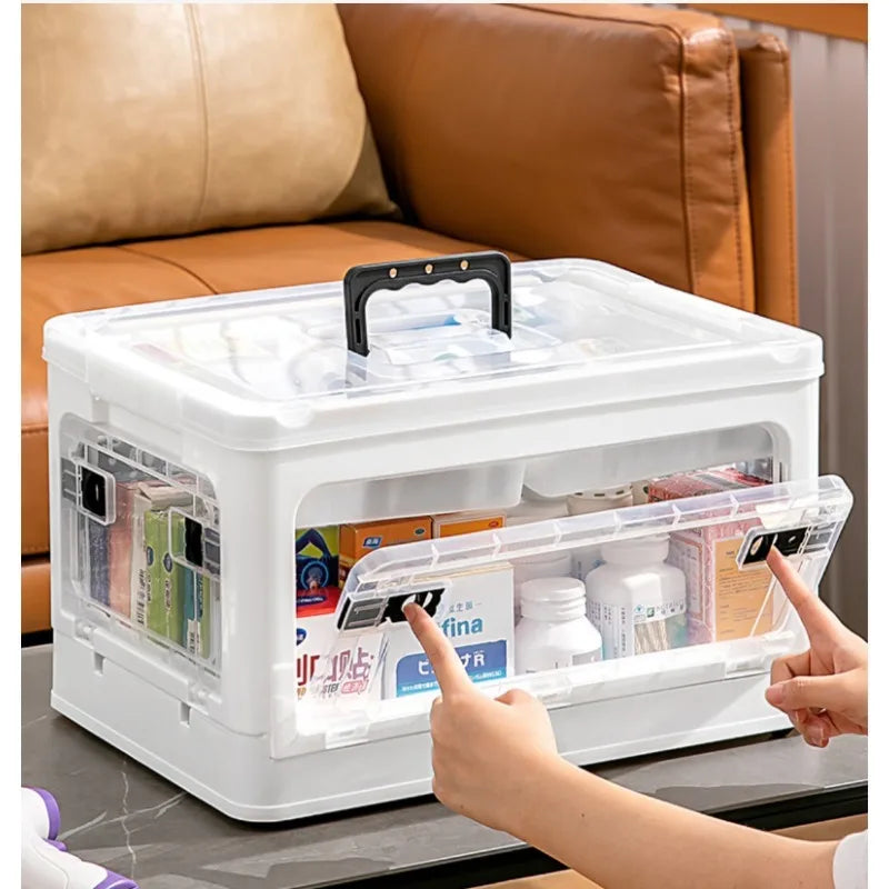Medicine  Large Capacity Household Storage Box Transparent Emergency Medicine Box Foldable Multi-functional Sorting Box