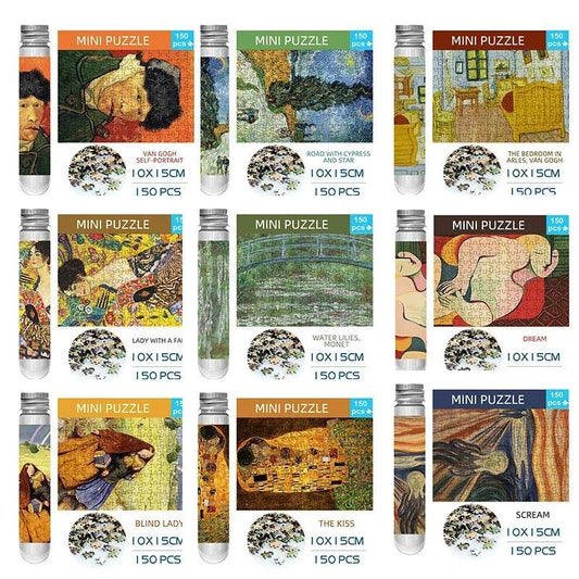 MaxRenard Jigsaw Puzzle 150pcs Mini Test Tube 15*10cm Travel Game World Famous Van Gogh Oil Paintings - AIAZ