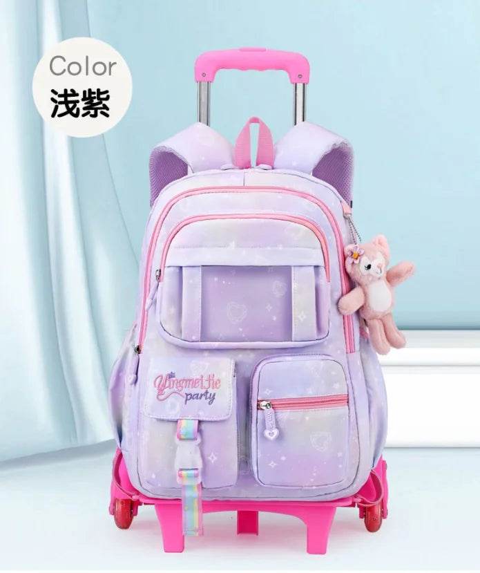 School Rolling backpack Bags school wheeled backpack for girls kids School trolley bag for girls school bag wheels for girls - AIAZ
