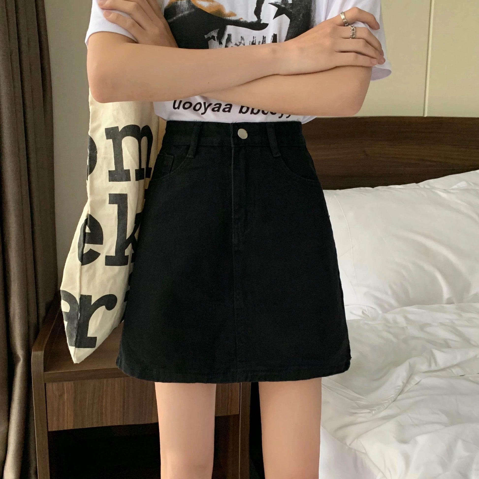 High Waist Denim Skirt Versatile Skirt Women's Clothing A-Line ort Skirt Slimming Wraparound Summer 202 plus Size - AIAZ