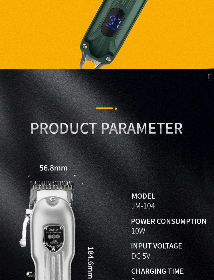 Professional Dog Hair Clipper All Metal Rechargeable Pet Trimmer Cat Shaver Cutting Machine Puppy Grooming Haircut Low Noice
