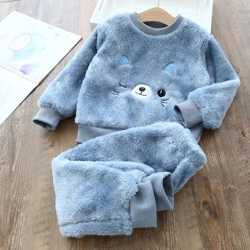 Children's Pajama Sets Bear Tops + Pants 2Pcs Kids Pajamas Winter Girl Clothing Sets 2 To 6Years Children Clothes Boys Sleepwear