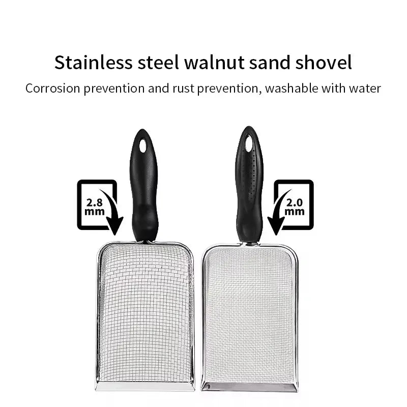 Cat Litter Shovel Stainless Steel Reptile Sand Substrate Shovel Clean Up Feces Fine Mesh Sifter For Bedding cat litter scoop