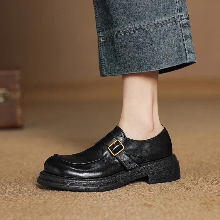 Dress Shoes Women Loafers Cow Leather Sheepskin Rubber Formal Business Suit Ladies 2025 Spring Autumn Handmade