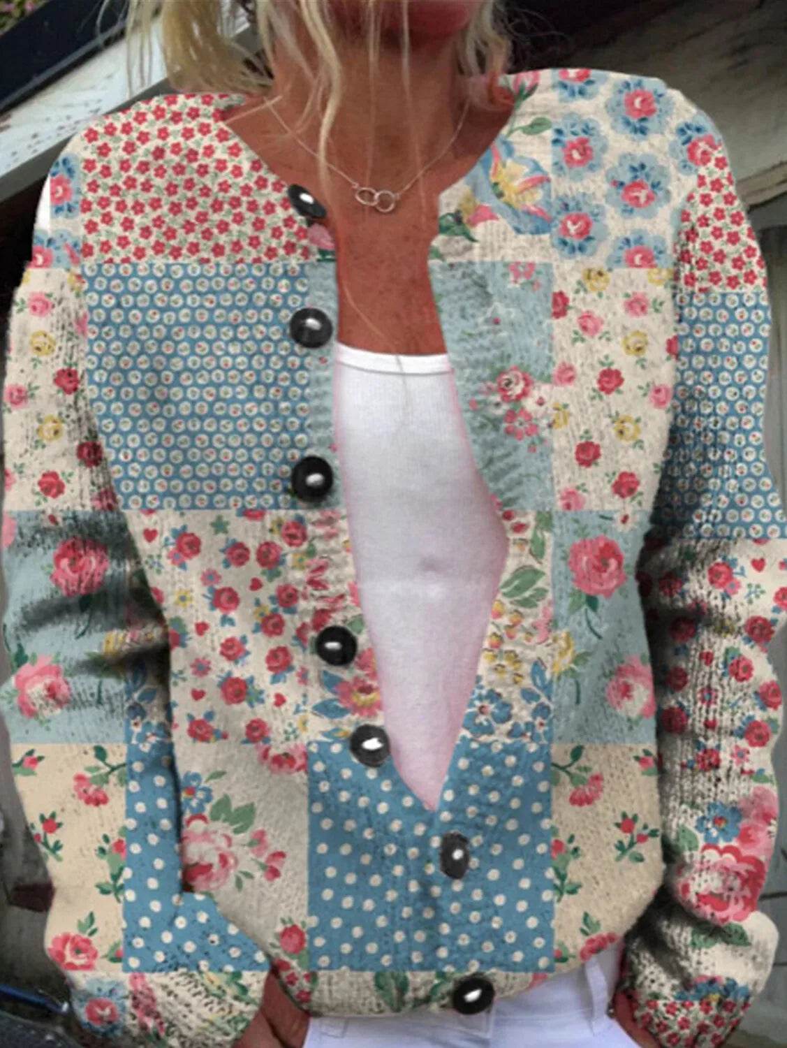 Women Cardigan Knitted Sweater Color Block Long Sleeve Plush Lining Jumper Cardigans Casual Streetwear Fashion Coat - AIAZ