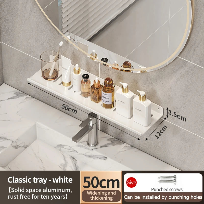 Faucet storage tray, bathroom storage rack, mirror front toilet, washbasin, washbasin, non perforated bathroom rack