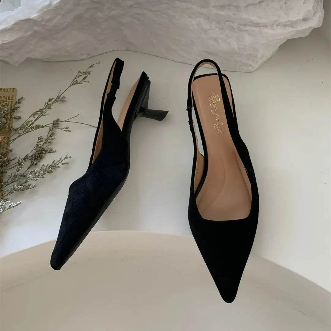 Bailamos Women Sandals Pointed Toe Elegant Low-heel Shoes Summer Fashion Slingback Woman Mules Shoes Pumps Dress Shoes - AIAZ